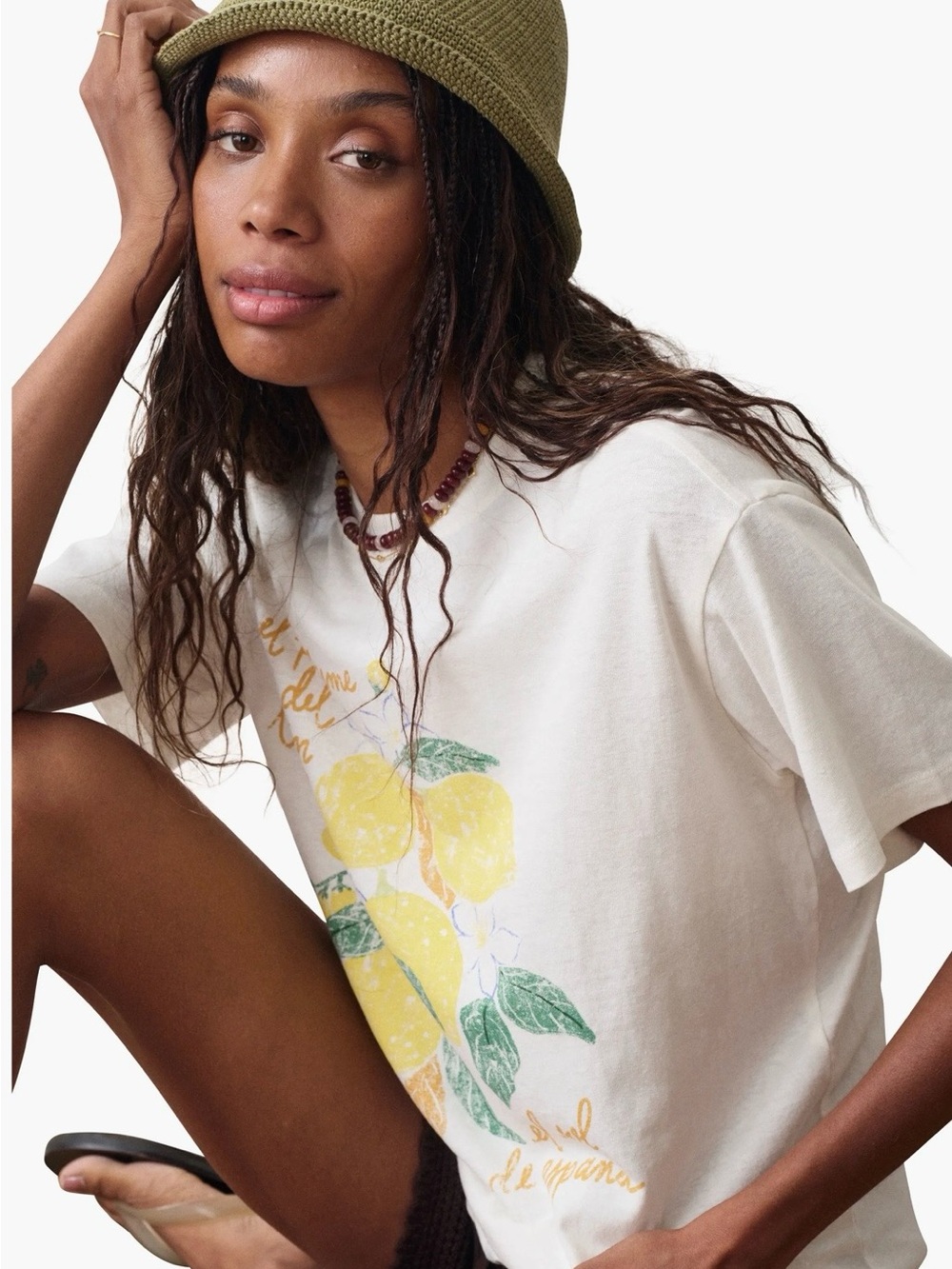 Marine Layer Hemp women’s White Lemon Graphic Tee - Picture 2 of 6